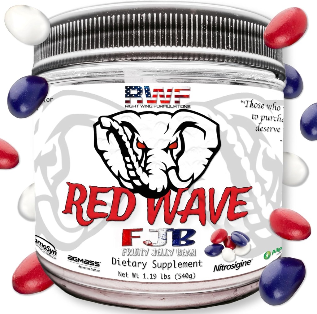 Red Wave Pre Workout Toz with Tinatine for Men & Women - Full Dosed Supplement, Citrulline, Beta-Alanine, 300 mg Mixed Caffeine, Nootropics, Long Lasting Energy, 540 Grams (Fruity Jelly)