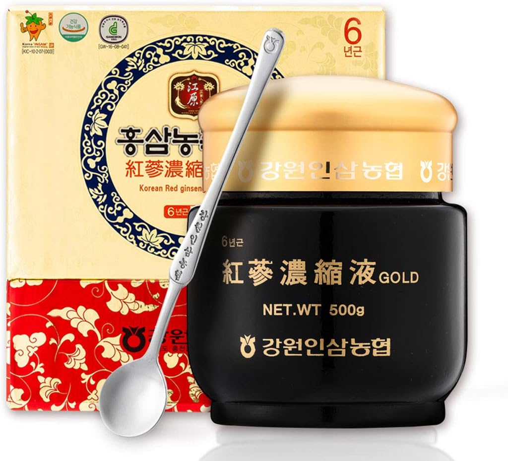 Gangwoninsam] Kore Red Ginsengi Altın 500g / 17.63 fl. oz -% 100 Saf Koreli 6 Yaşındaki Kırmızı Kök Ekstraksiyon