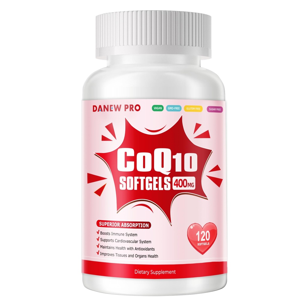 CoQ10-400 mg-Softgels with PQQ, BioPerine & Omega-3, Coenzyme Q10 (Ubiquinone) Supplement for High-Abxia, Güçlü Antioksi, Support Heart & Energy-Production, 120 Servisler