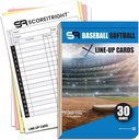 Beyzbol /Softball Lineup Kartları – 16 Oyuncu Book Format Lineup Kartları 30 Oyunlar - Flipbook Carbon 4 Part Form - Zaman Tasarrufu ve Beyzbol Pratik Koçluk Aksesuarları