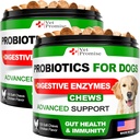 (2 Pack) Köpekler için Probiyotikler - Köpek Probiyotikleri ve Digestive Enzymes for Gut Health, Itchy Skin, Allergies, Immunity, Yeast Balance - Prebiyotiks - Diarrhea, Gas - 240 Probiyotik Chews for Dogs