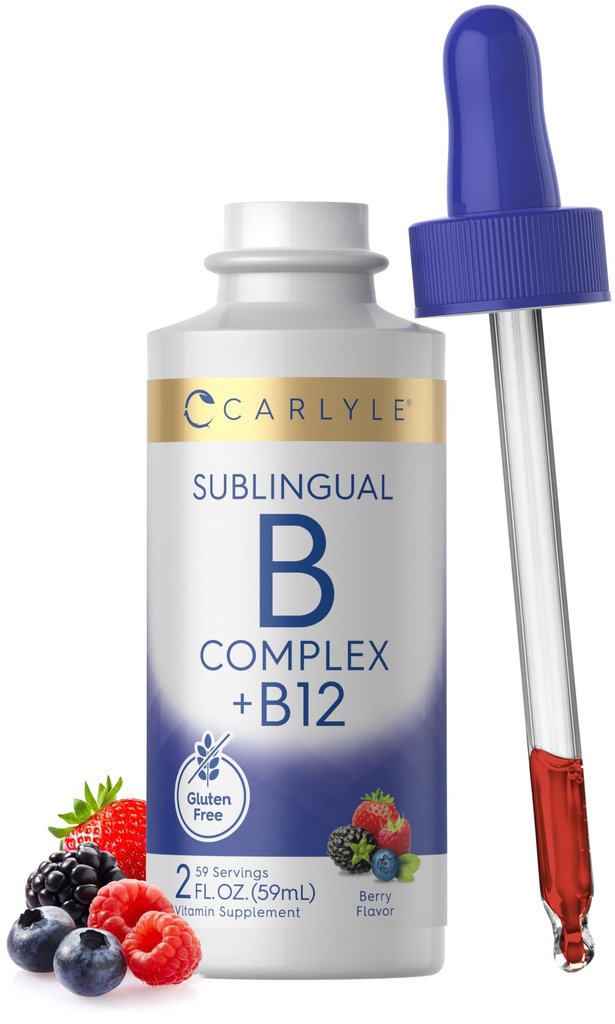 Carlyle Sublingual Vitamin B Kompleksi | B12 | 2 Fl Oz | Berry Flavor | Vegetarian, Non-GMO ve Gluten Free Supplement Supplement