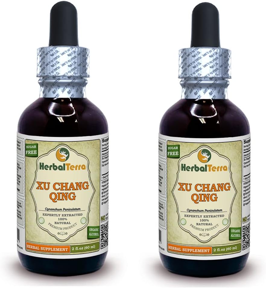 Xu Chang Qing, Paniculate Swallowwort (Cynanchum Paniculatum) Tincture, kıl Köklü (Brand Name: HerbalTerra, Proudly Made in USA) 2x2 fl.oz (2x60 ml)