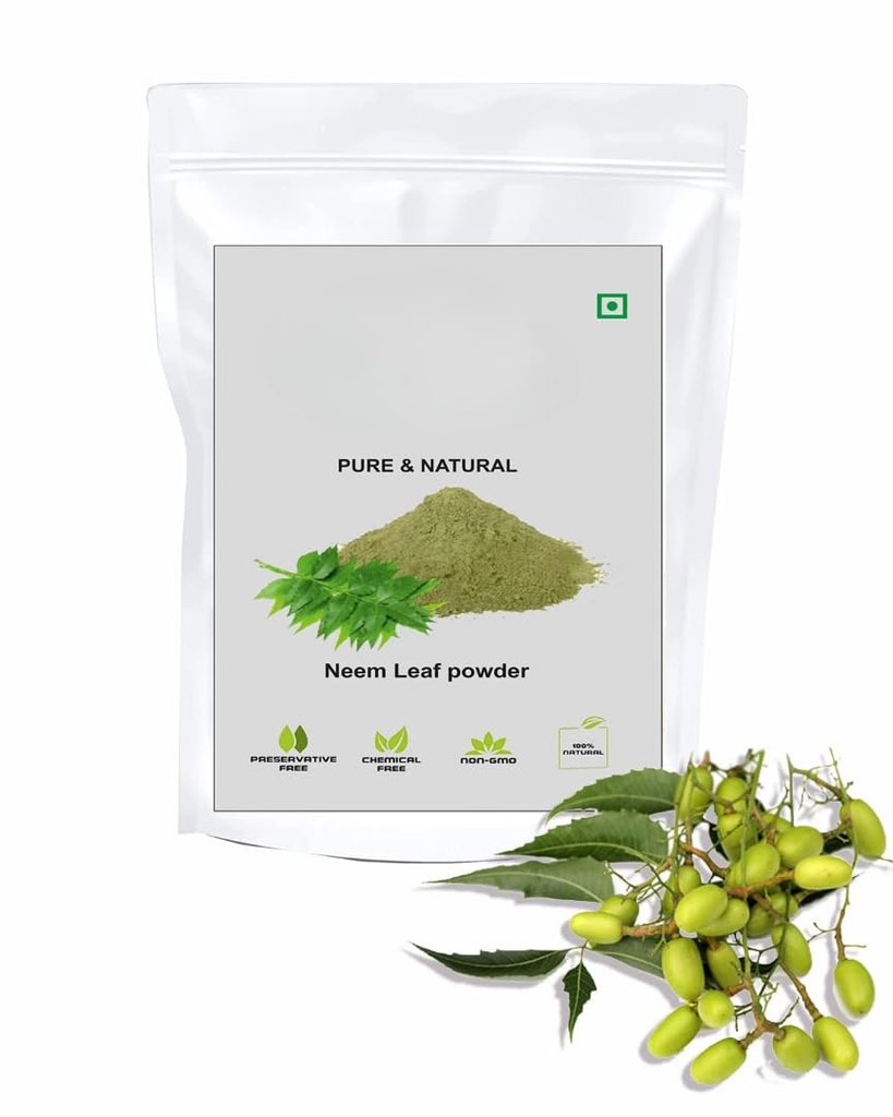 Pure Neem Toz Yemek ve İçme, Cilt ve Saç Beslenme, Dehidrasyon, Skin Tone, Acne, Pimples /Hair Saber & Güçlü -200 Gramer