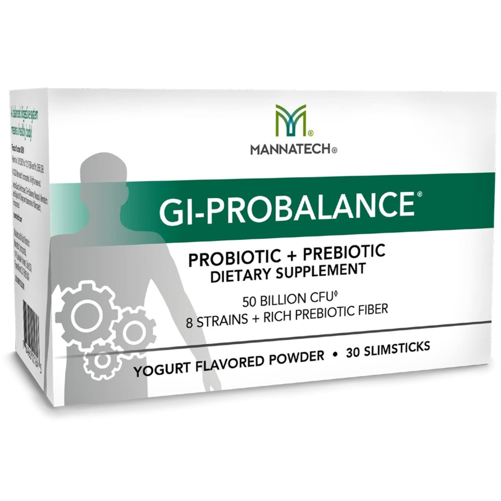 Mannatech Prebiyotikler ve Probiyotikler, 30 Slimsticks, Yogurt Flavor, GI-ProBalance w/MannaBiotic Mix, Pre and Probiyotiks Toz for Gut Health, w/ 8 Strains, Rich Prebiyotik Fiber & 50 Milyar CFU