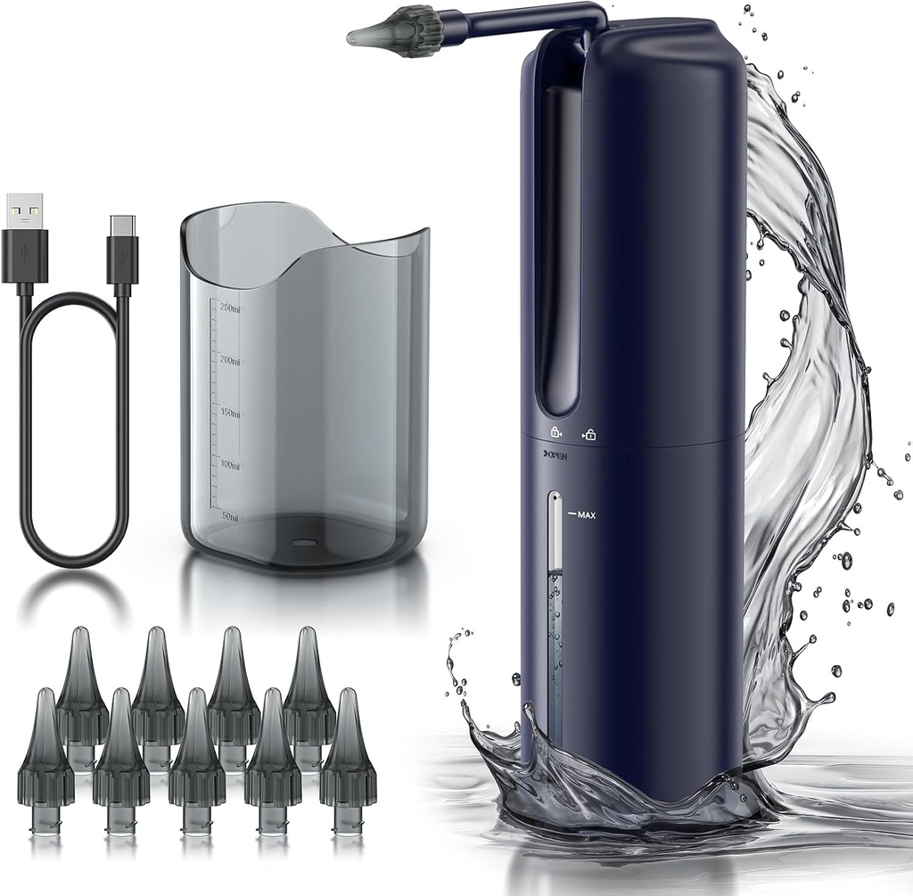 Ear Wax Removal - Electric Ear Irrigation Flushing System, Water Support Ear Bright with 4 Basınç Modes, Güvenli ve Etkili Kulak Temizlik Aracı, Su Dayanıklı USB Isıtma (Mavi)