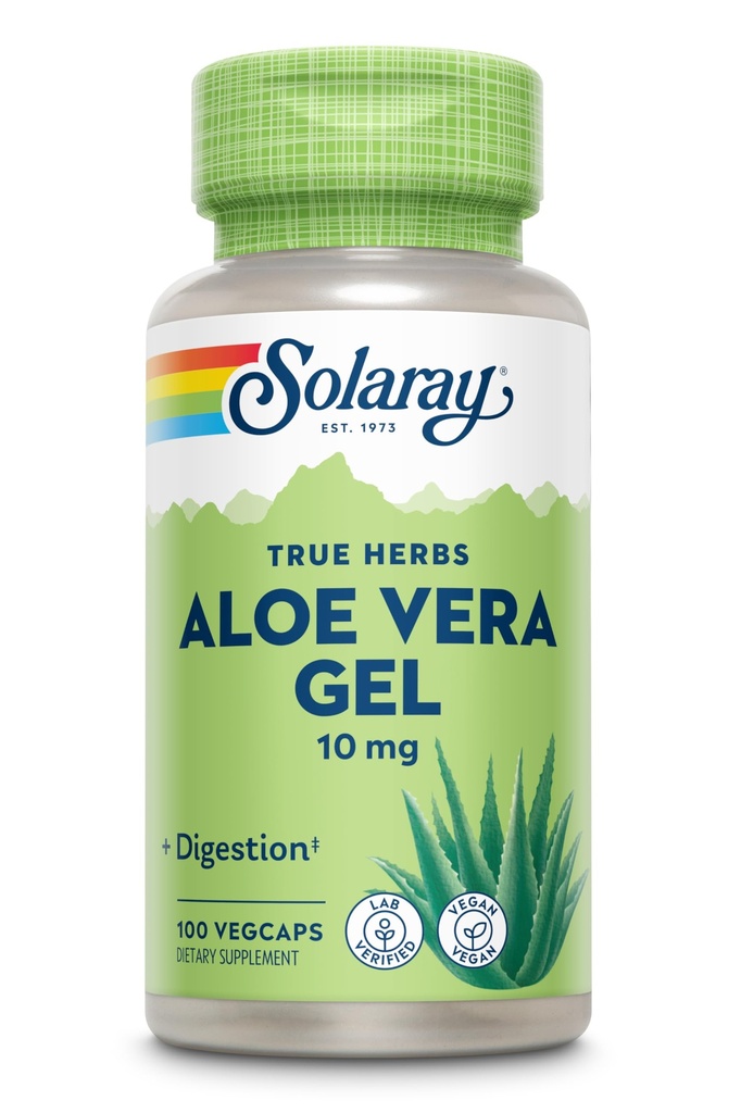 SOLARAY Aloe Vera Gel Mekanik 200X - 2000 mg Fresh Gel, Aloe Vera Capsules with Ginger, Peppermint ve Parsley, Herbal Wellness Desteği, Vegan, Non-GMO, 60 günlük Garanti, 100 Hizmet