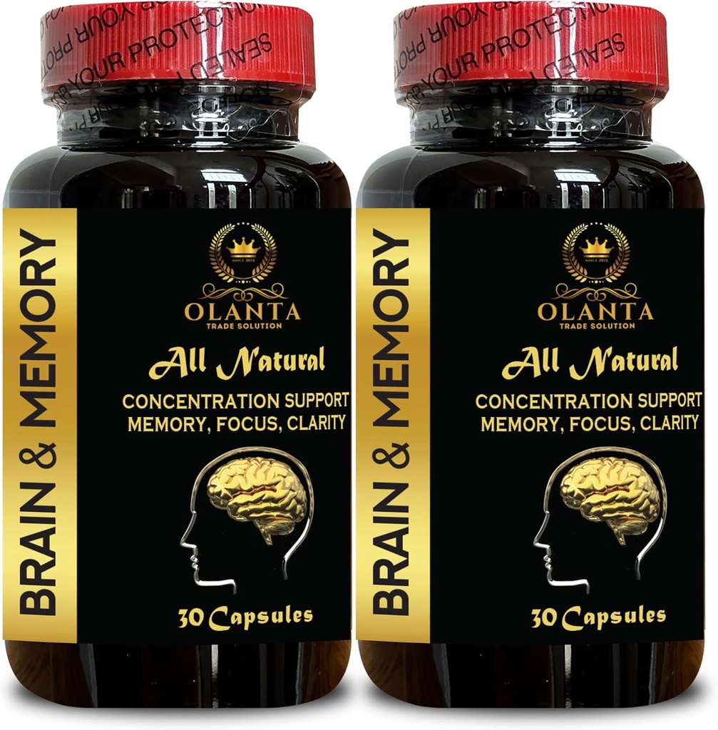 BRAIN MEMORY SUPPORT - Memory enhancement, Cognitive support, vitamins to help memory and brain function, Formulated to support concentration and sharpness - 2 Bottles 60 Capsules