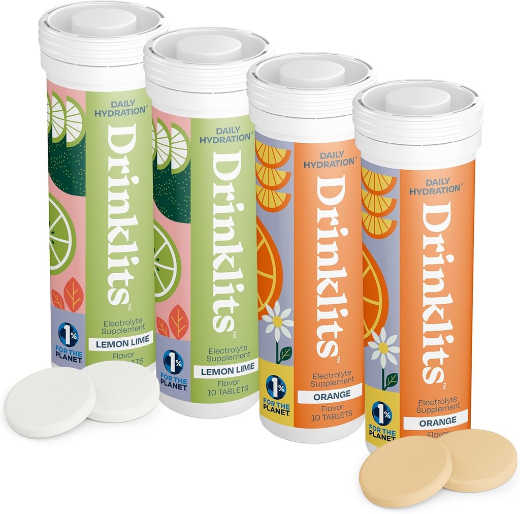 İçecekler Limon-Lime & Orange Electrolyte Tabletler (4) Tube Sche | Citrus Hydration Combo Pack | Delicious Natural Flavors – 0g Sugar – Daily Use | 40 Servisler - 10 Tablet Per Tube