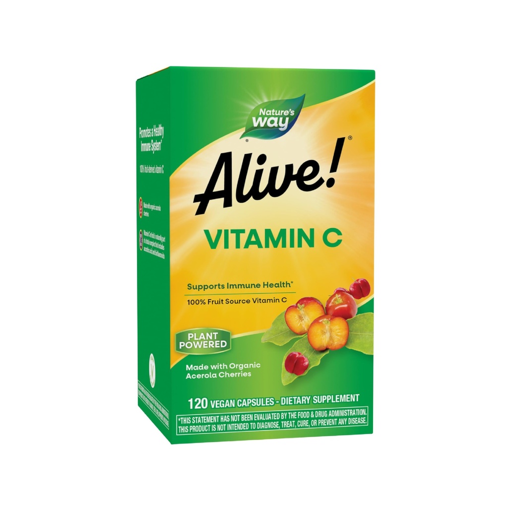 Doğanın Yolu Alive! Organik Acerola Cherries ile yapılan C Vitamini, Immune Support*, Antioksi Support*,% 100 Meyve Kaynağı C, 120 Capsules (Pazar May Vary)