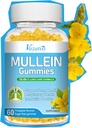 Lungs için 1 Mullein Gummies, Mullein Leaf Extract with Bromelain, Quercetin, Magnezyum - Support Lung Cleanse for Health Breathing, 60ct