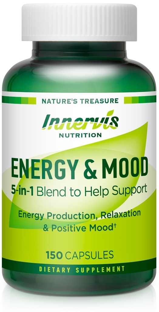 Enerji ve Mood Supplement – Enerjiyi artırmak ve Fatigue, Destek Rahatlama – 150 Capsules – Non-GMO, 3rd Parti Test Edildi – İçsel Beslenme Beslenme