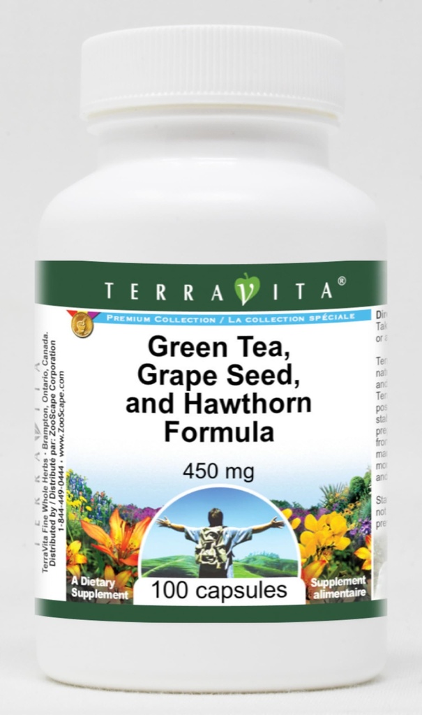 Yüksek Kan Basıncı Desteği - Yeşil Çay, Grape Tohum ve Hawthorn - 450 mg (100 Capsules, ZIN: 517080