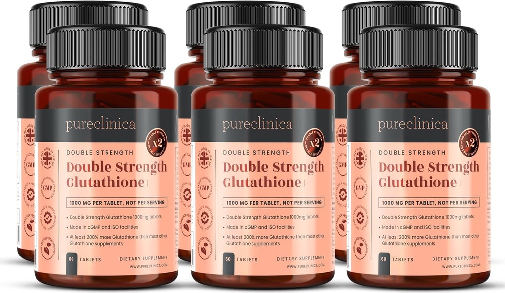 Glutathione 1000 mg x 360 Tabletler (6 60 şişe)- w/500 mg Glutathione, 300 mg ALA ve 200 mg VIT C için Tabletler