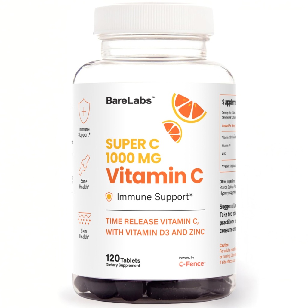 Zaman Paylaşımı C 1000 mg + Vitamin D3 1000 IU + çinko 30 mg | Immune Support & Collagen Boost | Non-GMO, All-Day Antioksi | 120 Tablet Super C
