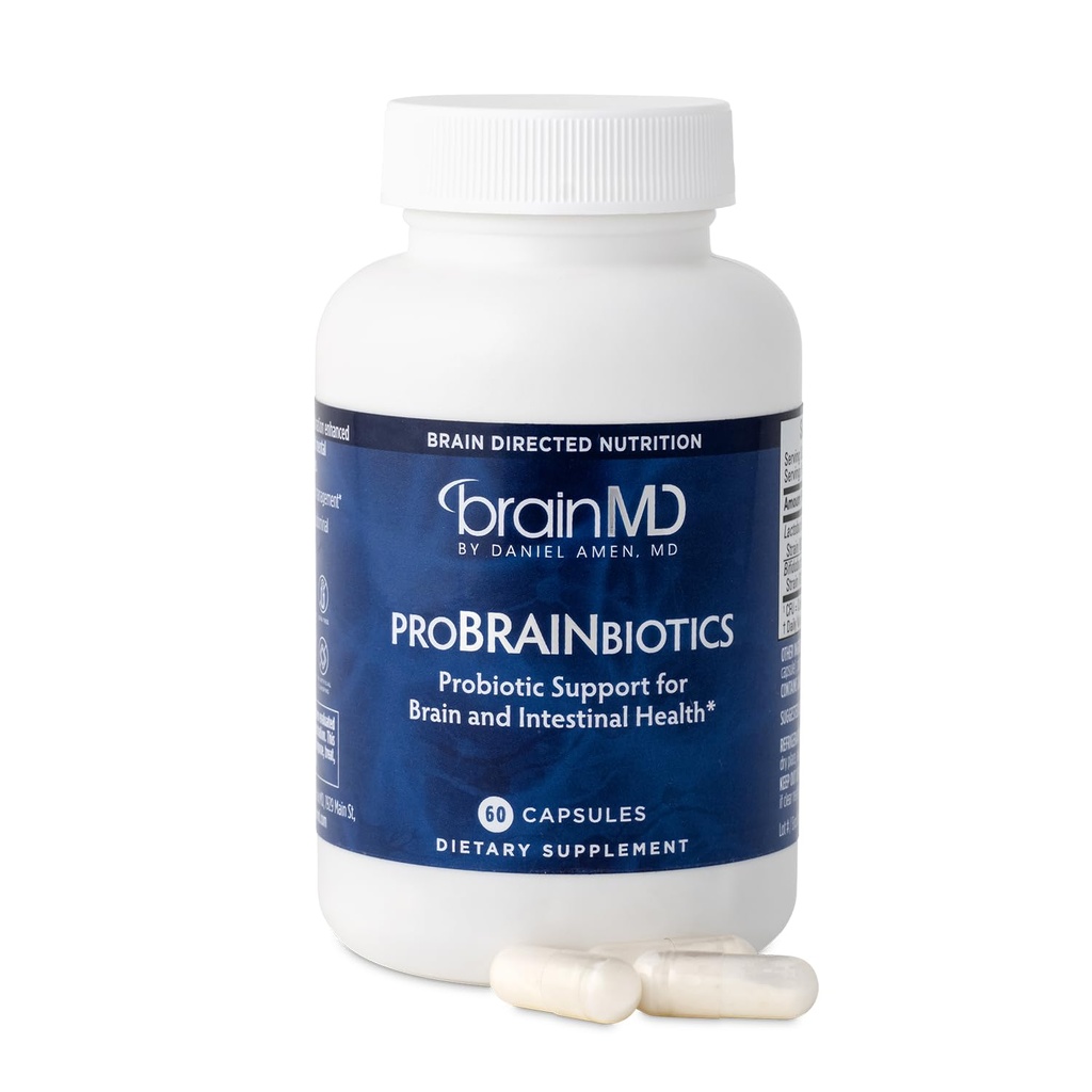 Dr Amen BrainMD ProBRAINbiyotiks - 3 Milyar CFU, 60 Capsules - Gut Health - Gluten Free - 60 Hizmetler