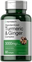 Horbäach Turmeric ve Ginger Supplement 3000 mg | 60 Softgel Capsules | Turmeric Curcumin Kompleksi | Non-GMO, Gluten Free
