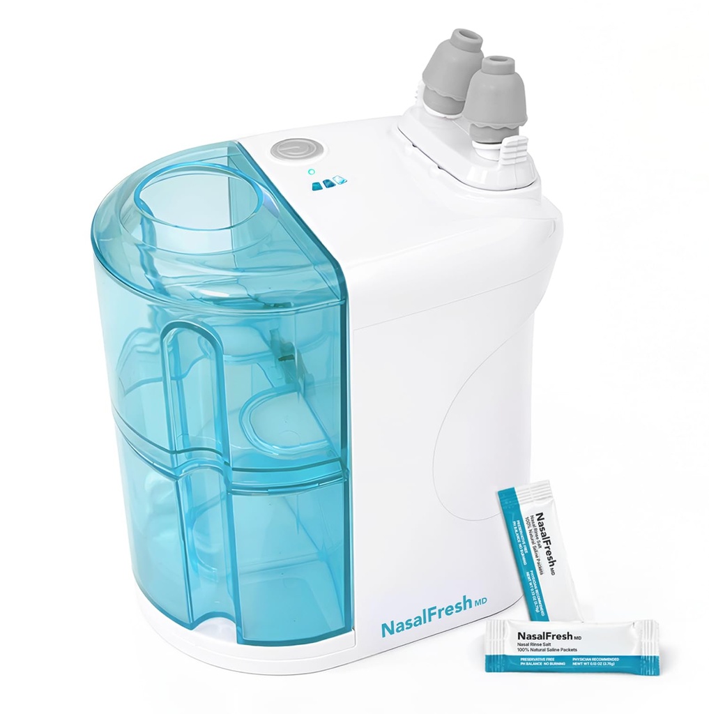 NASALFRESH MD - Dual Support Nasal Irrigation System Nasal Rinse and Wash - Sinus Decongestant Relief System w / 30 Saline Packets - Guangzhou - 1 Set of Nose Yastıklar - Snoring Remedy