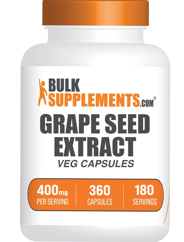 BulkSupplements.comgrape Tohumlama Kapsülleri - Grape Tohum Tamam, Antioksi Supplement - Vegan, 2 Capsules per Service, 360 Kont (kırda 1)