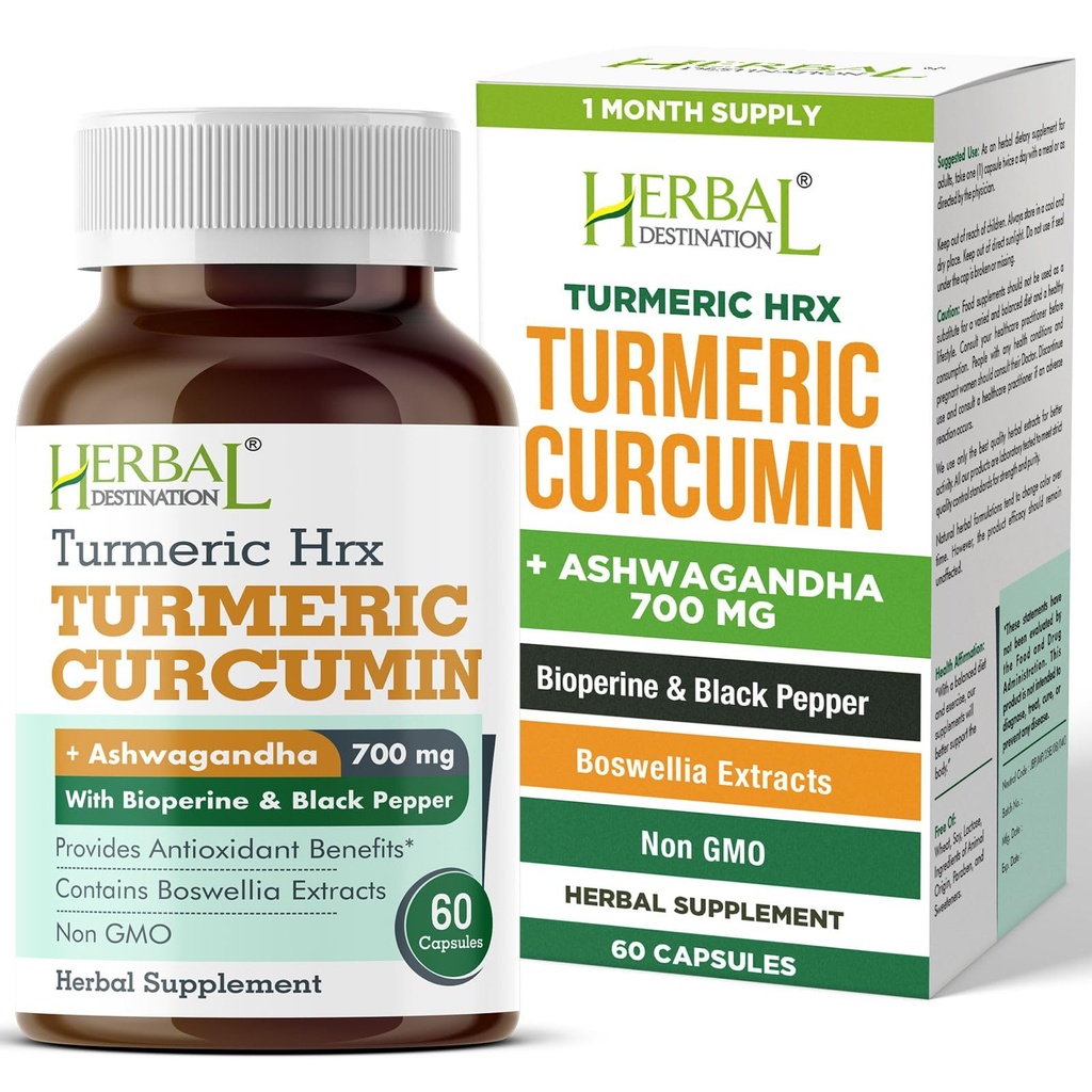Turmeric Supplement Hrx- Immune Supplement, Metabolism ATM Ortak Destek Supplement with Turmeric Curcumin, Boswellia, Curcuma & Black Pepper Extract - 60 Capsulesm