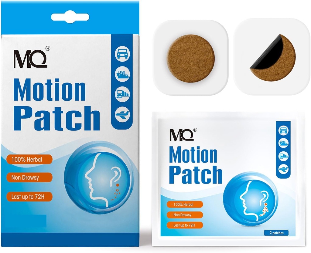 MQ Motion Hastaness Patch,40 Kont, Non Drowsy Sea Hastaness Patches Behind Ear for Cruise Ship Travel, Water Car Hasta Patches Fast Acting & Long Last 72H