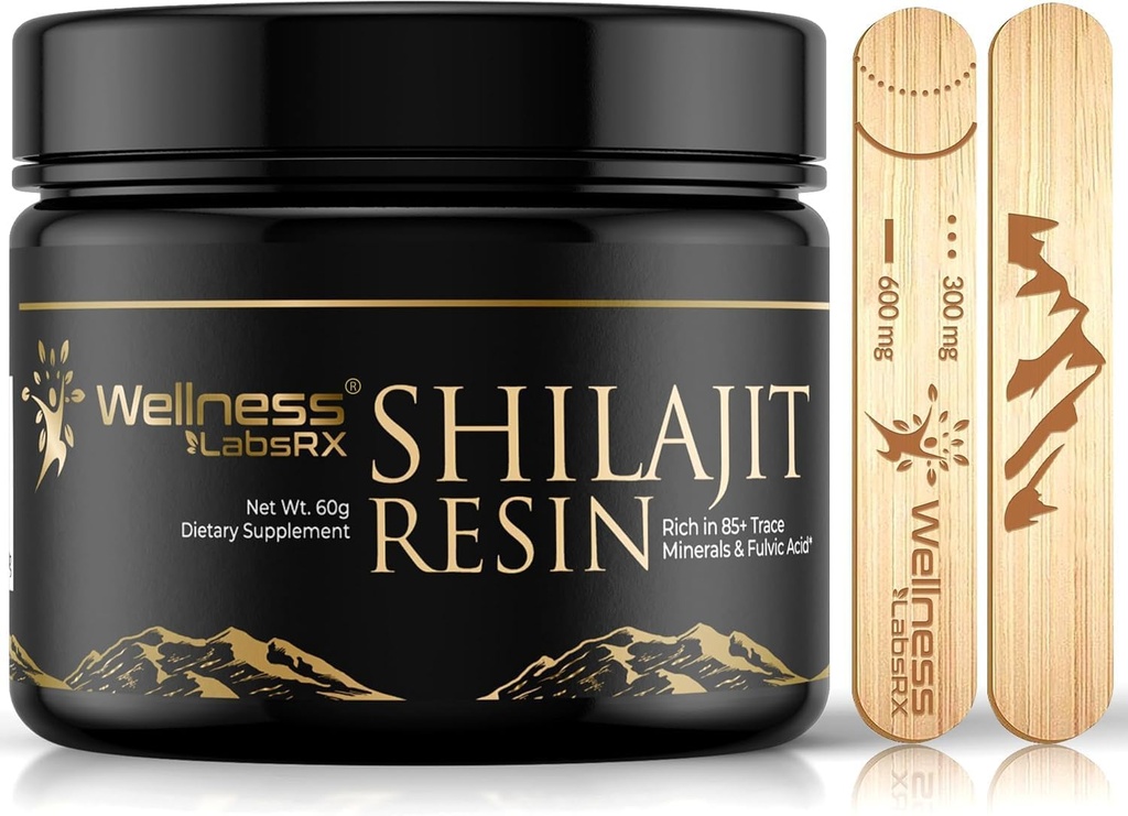 Fulvic Acid ve Trace Minerals ile Shilajit - Erkekler için Altın Sınıf Saf Himalaya Shilajit - Gilgit Packed with 85+ Minerals, Metabolism ve Immune Support - 60g