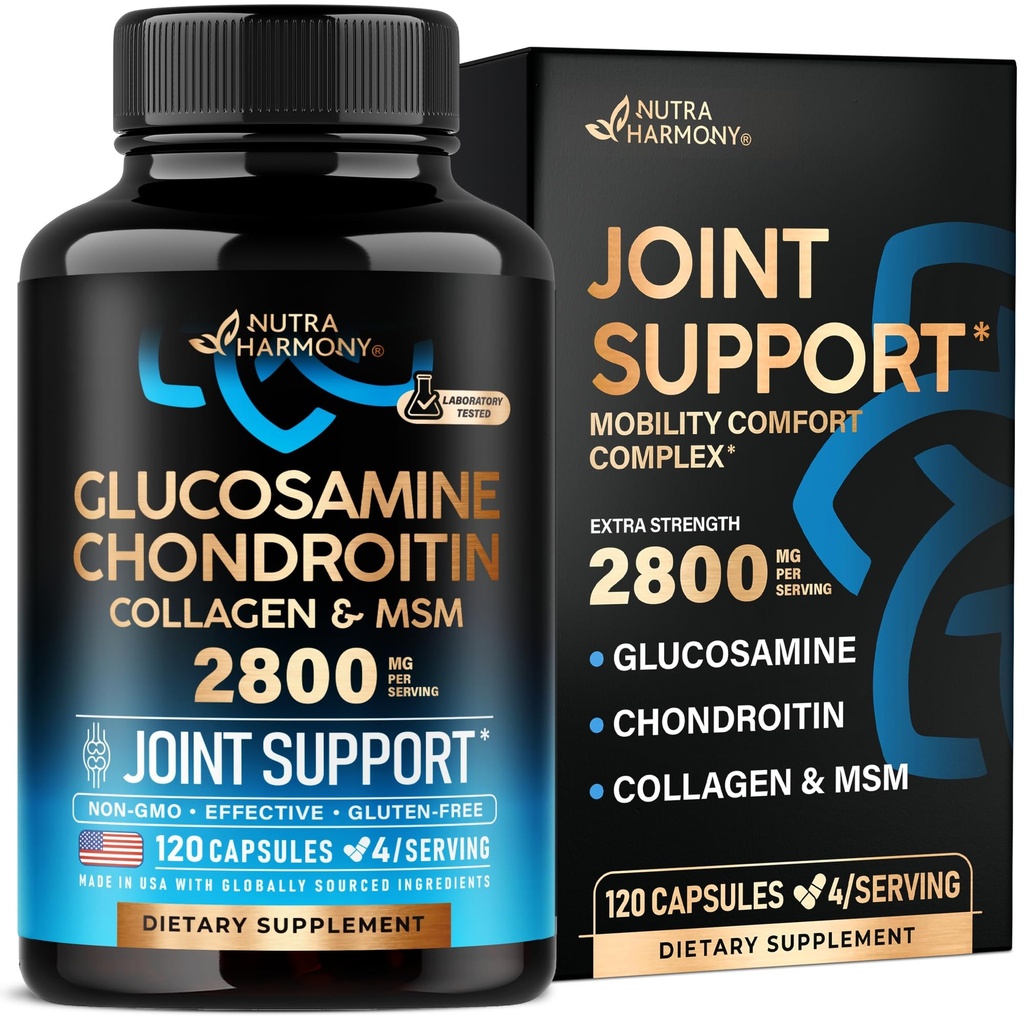 Glucosamin Chondroitin MSM Collagen | FSA HSA Eable | Ortak Destek Supplement 2800 mg | ABD'de Made in USA | FSA Onaylı Ürün | Flexability Beslenmeleri | Erkekler ve Kadınlar için 120 Capsules |
