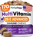 Köpek Multivitamin Chewable - Glucosamine ile Köpek Vitaminleri ve Supplements - 170 Chews - Hip & Ortak, Pet Immune Support, Skin & Coat, Gut & Heart Health - Senior & Puppy Multivitamin Pet Supplement