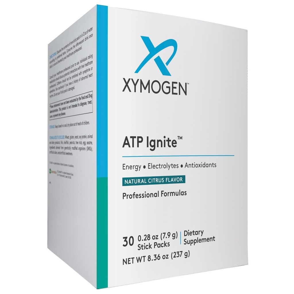 XYMOGEN ATP Ignite Revitaling Energy Drink Toz - Elektrolyte Replasman + ATP Biosynthesis ile Antioksis, Aminos, Vitaminler, Elektrolytes + 95 mg Caffeine (30 Citrus Stick Packs)
