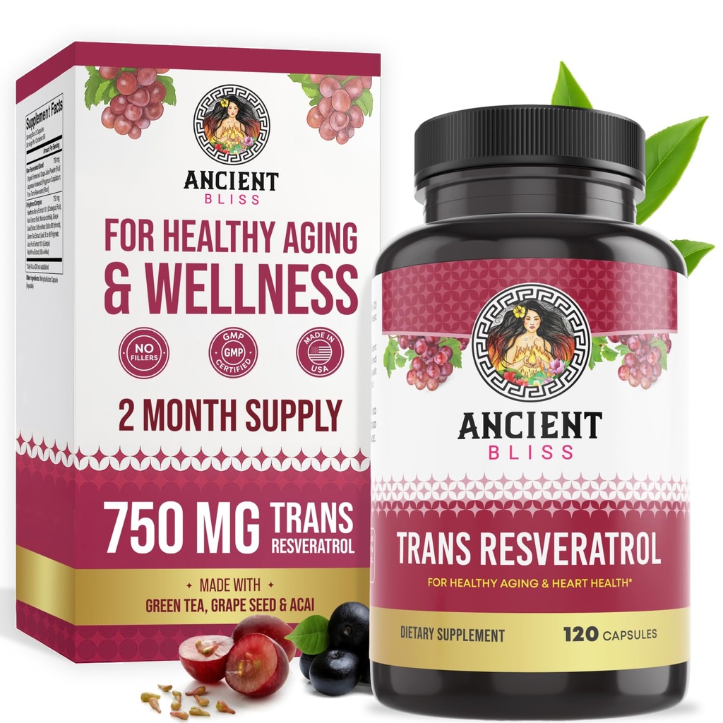 Antik Bliss Resveratrol Yeşil Çay ile Güçlü Antioksi Supplement, Erkekler ve Kadınlar için Sağlıklı Aging için Grape Tohum Takması