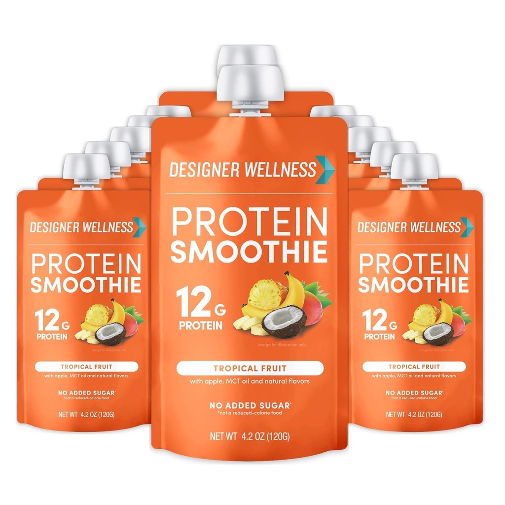 Tasarımcı Wellness proteini Smoothie, Real Fruit, 12g protein, Low Carb, Zero Ek Şeker, Gluten-Free, Non-GMO, Yapay Renkler veya Flavors, Tropikal, 12 Count