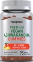 Piping Rock Ashwagandha Gummies Supplement | 75 Kont | Kadınlar ve Erkekler için | Tropikal Flavor | Vegan Formula | Non-GMO, Gluten Free
