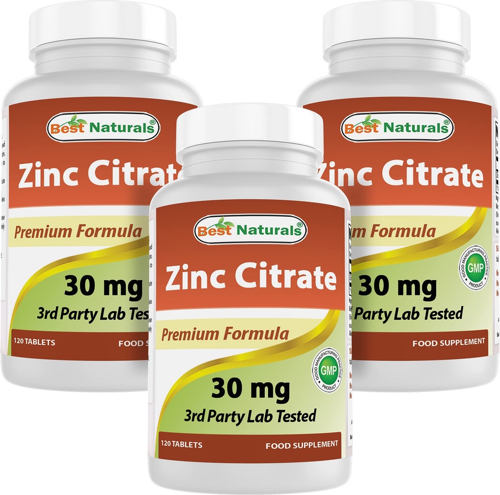 En İyi Doğallar Çinko 30 mg Supplements (as çinko Citrate) - Yetişkinler Immune Desteği için çinko Vitaminleri - 120 Tablet (120 Kont (Üçüncü Kont)