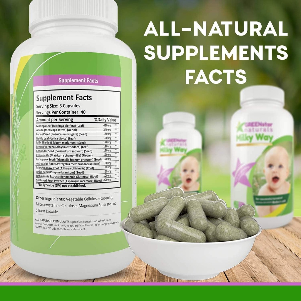 Emzirme Supplement Lactation Support for higher Mother Milk, Lactation Supplement Capsules with Milk Thistle Organic Fenugreek Tohumları, Mothers için Emmilk Postnatal Vitamin.