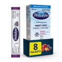 Pedialyte Electrolyte Toz | Çocuklar ve Yetişkinler için Zenginlik | Çeşitli Paket: Grape, Strawberry Lemonade ve Orange, 8 Toz Paketi