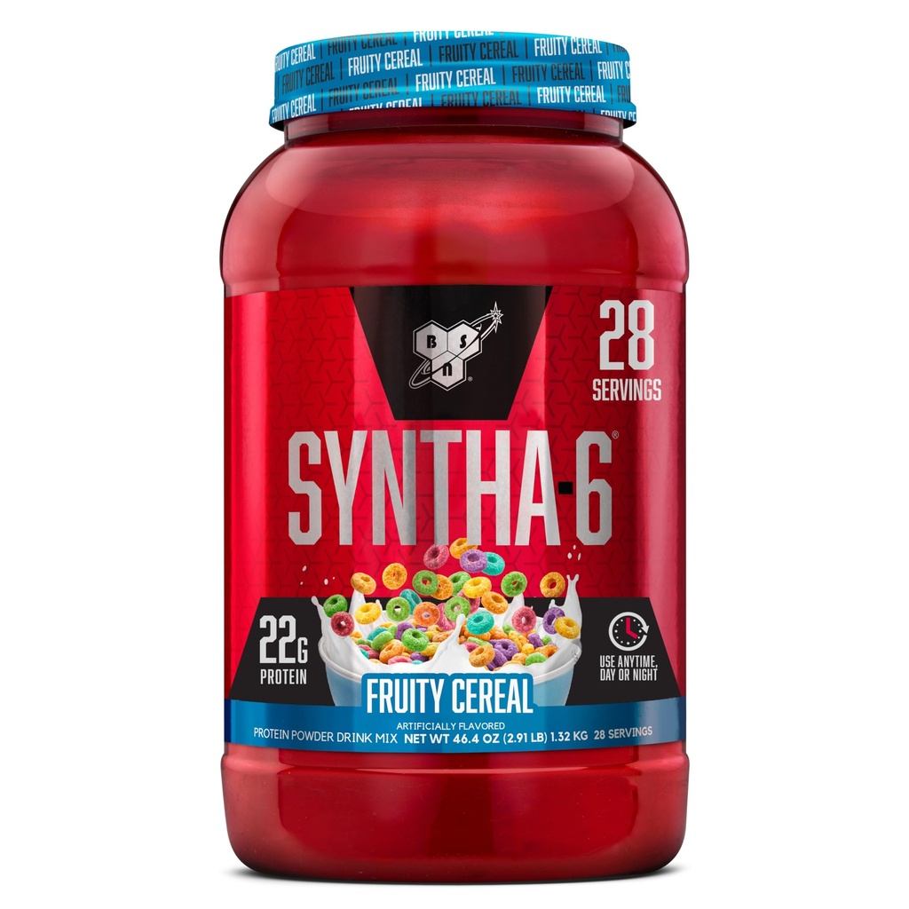 BSN SYNTHA-6 Premium Protein Tozu 6g of Fiber, Whey proteini, Micellar Casein, Milk Protein Isolate, 5g Fat, Fruity Cereal, 28 Hizmet (Pazar Mayıs Vary)