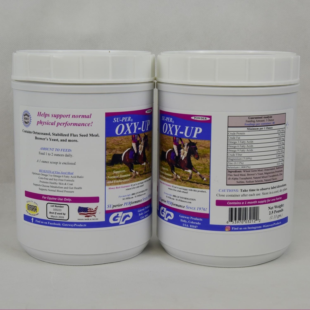 SU-PER Oxy-Up Performans At Supplement - Destekler Normal Stamina ve Endurance - Buğday Germ Ekstraksiyon, B-Complex Vitaminler, Magnezyum - 2.5 Pound, (2 Pack)