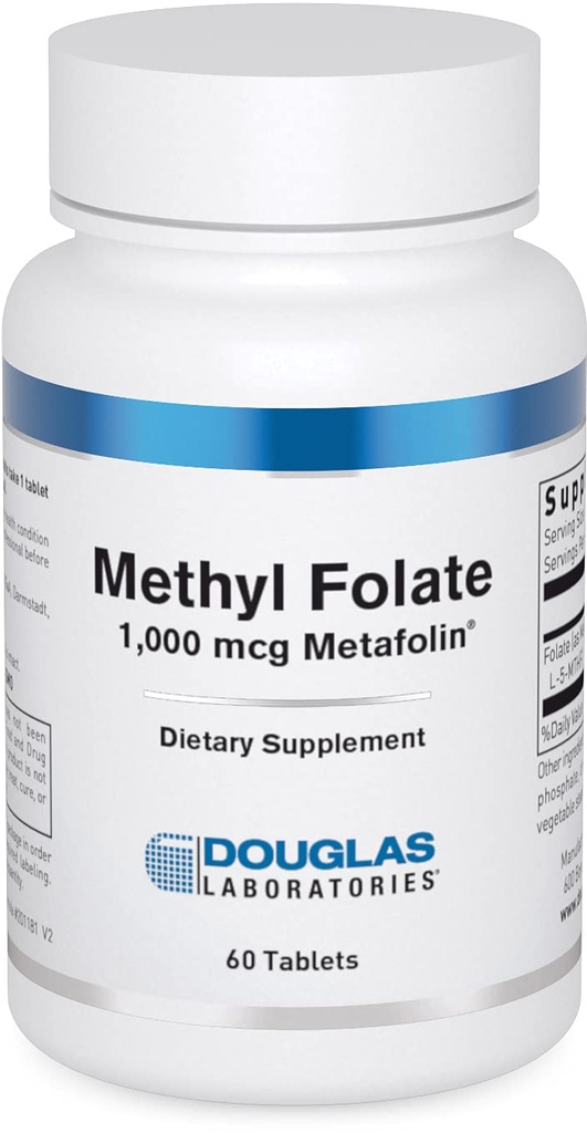Douglas Laboratories Metil Folate L-5-MTHF - 1.000 mcg Metafolin - Vitamin B Folate - Destekler Homocysteine Metabolism & Fetal Development* - Non-GMO - 60 Tabletler