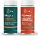 iwi Omega-3 Sport & Vegikrill Omega-3 Sche, 30 Hizmet, Vegan Plant-Based Algae Omega 3 ile EPA + DHA, Krill & Fish Oil Alternative, No Fishy Aftertaste