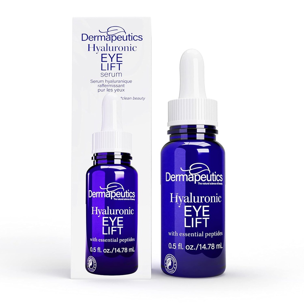 Dermapeutics Hyaluronic Acid Serum for Eyes, 0.5 oz | Ultra Hydrating | Anti Aging & Anti Wrinkle | Skin Firming & Plumping | Boosts Collagen & Elastin