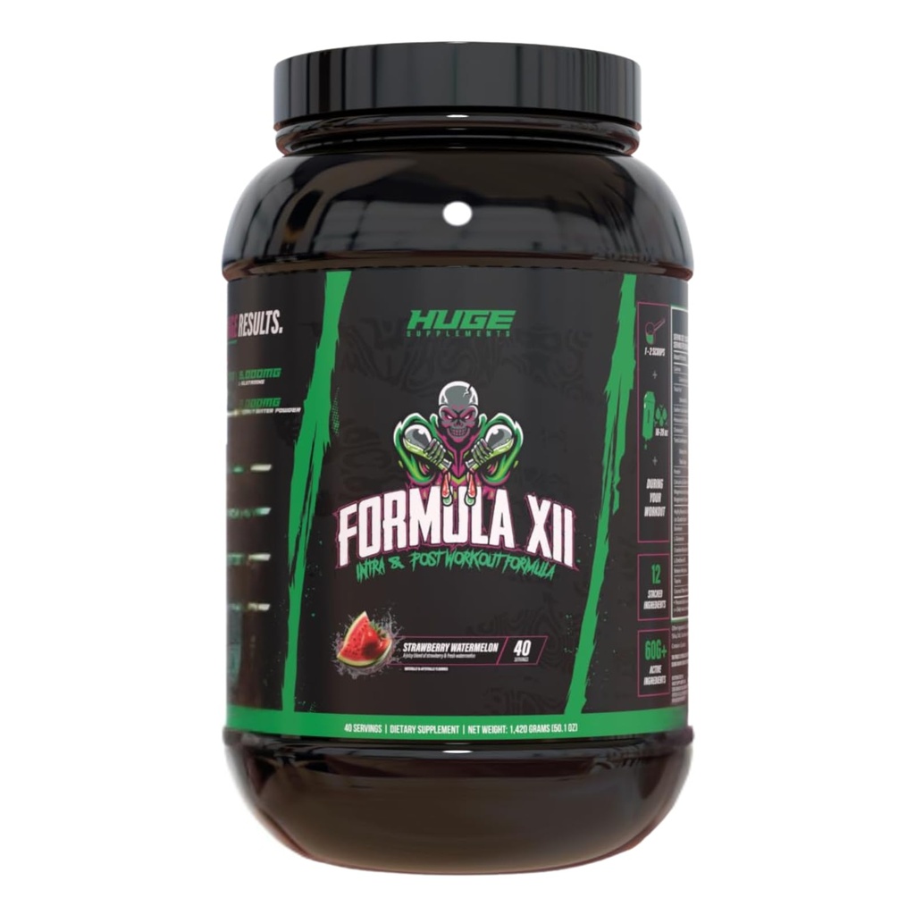 Formula XII Intra Workout Carbs & Post Workout Recovery Powder, Rapidly Absorbed, Boost Exercise Performance, Strength, Endurance & Hydration, 12 Science-Backed Ingredients (Strawberry Watermelon)