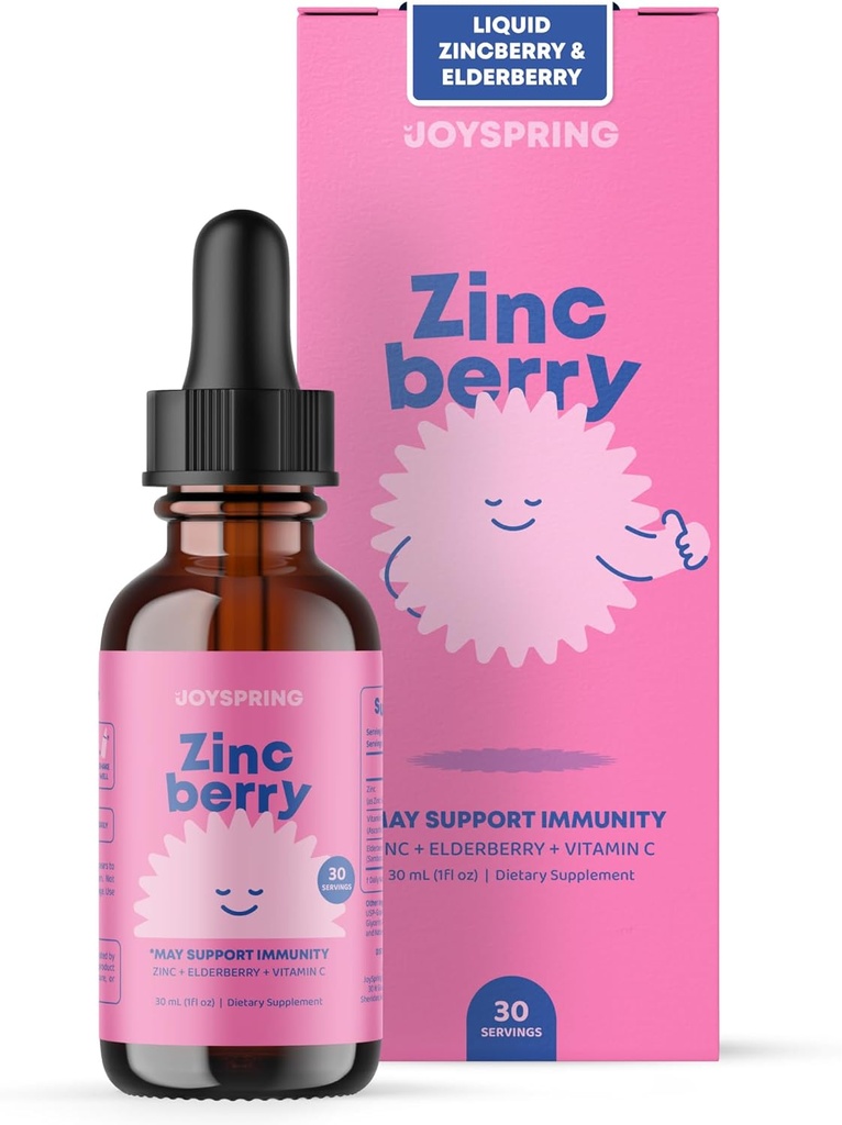 JoySpring çinkoBerry - Çocuklar çinko & Vitamin Supplement (1 fl oz) Immune Support Drops with Elderberry Flavor for Kids 2-16++++ Yıl Yıl Yıl Yıl Yıl Yıllar