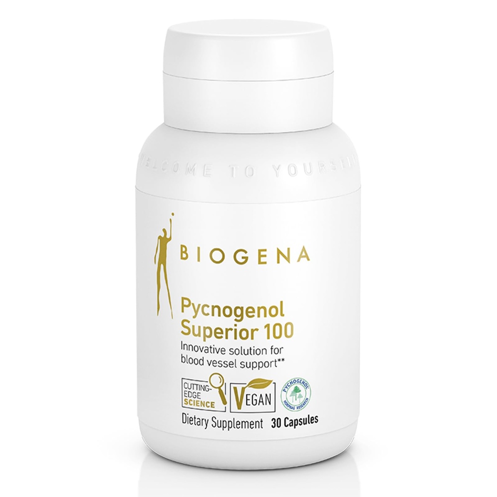 Biogena Pycnogenol 100 mg Gold with Premium Patented French Maritime Pine Bark Ekstraksiyon (Pinus Pinaster) Blood Circulation