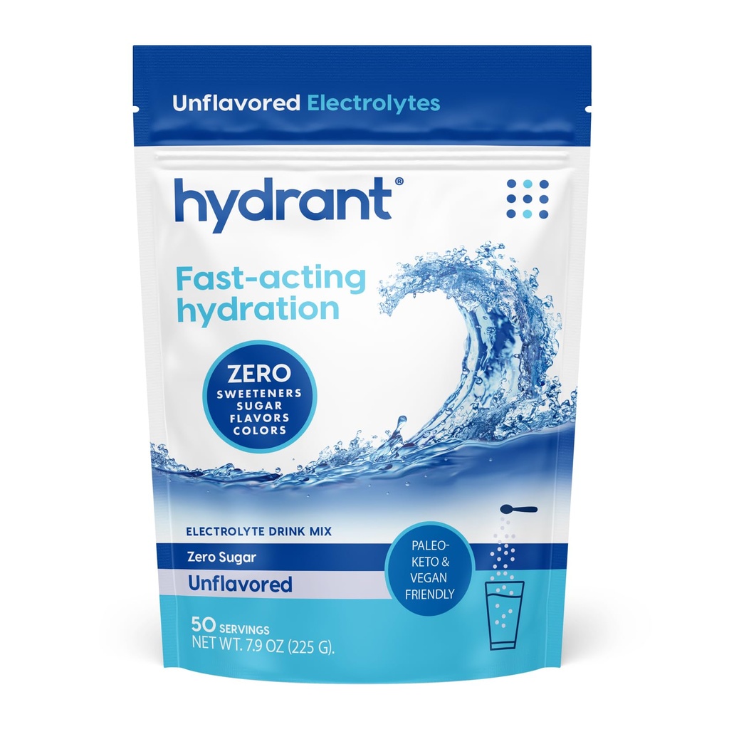 Hydration Toz, Unflavored, 50 Hızlı İşlemler Elektrolyte Rehidrojen - Günlük kullanım için Sıfır Sugar Flavorless Drink Mix, Travel & Workouts