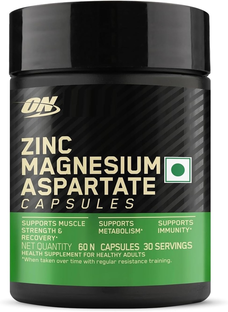 O.N çinko Magnezyum Aspartate (ZMA) - 60 Capsules, Kas Güçlü, Metabolism, Immunity, Vegetarian