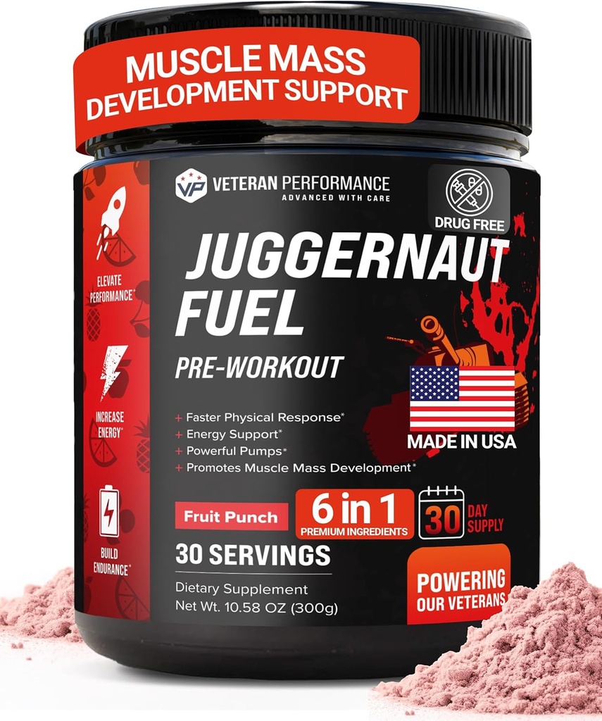 Juggernaut Yakıt Preworkout. 30 Hizmet. Sugar Free, No Yapay Sweeteners Tinatine-Free Formula with Beta-Alanine for Energy & Hydration. ABD'de Made in USA.