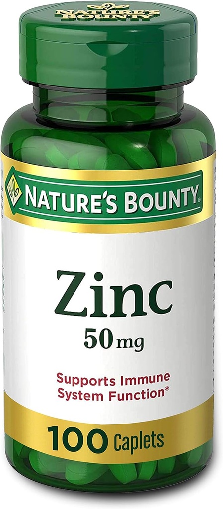 Nature's Bounty Çinko (Zinc Gluconate) 50 mg, 100 Caplets