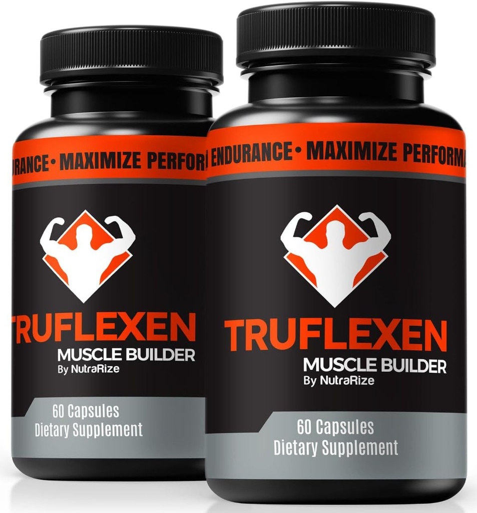 NutraRize (2 Pack) Truflexen Pills, Tru Flexen Muscle Builder, Natural Supplement to Support General Wellness, Premium Performans Capsules, Resmi True Flexen İncelemeleri (120 Capsules)