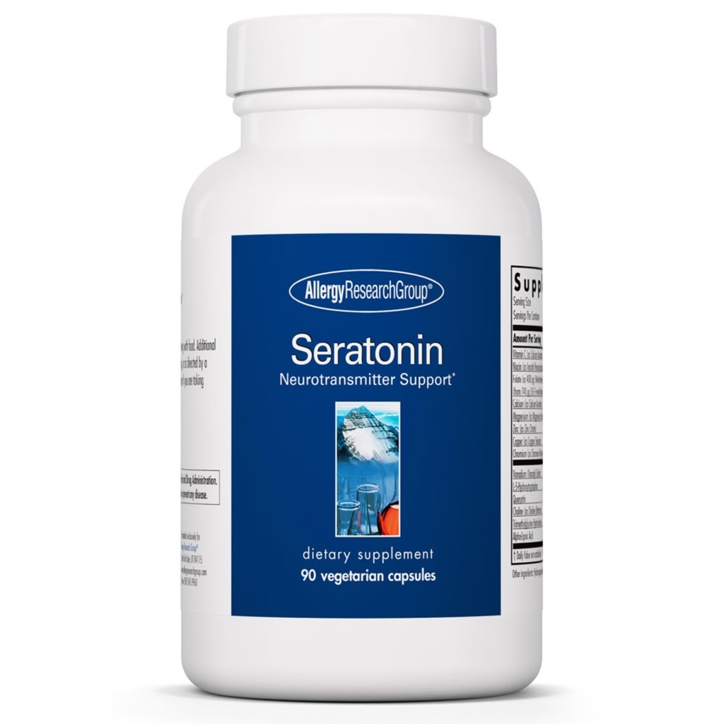 Alerji Araştırma Grubu Seratonin Supplement - Serotonin ATM, Stres ve Uyku Desteği, Erkekler ve Kadınlar için Serotonin Tamamları - 90 Vegetarian Capsules