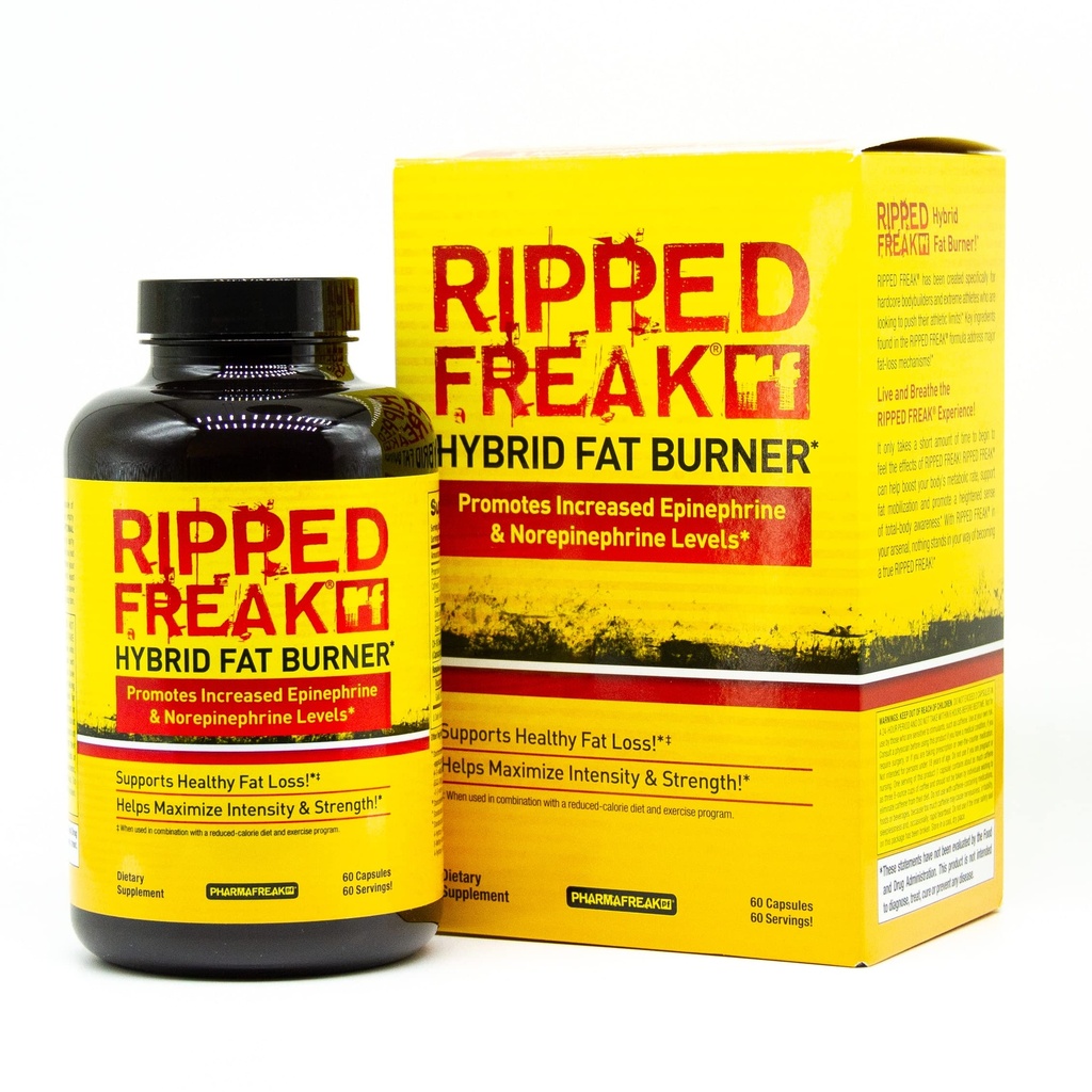 Pharmafreak Ripped Freak | Termogenic & Metabolic Desteği | Eğitim için Enerji ve Odak | Yeşil Çay, Yeşil Kahve ve Bitki Takdirleri | 60 Vegan Capsules